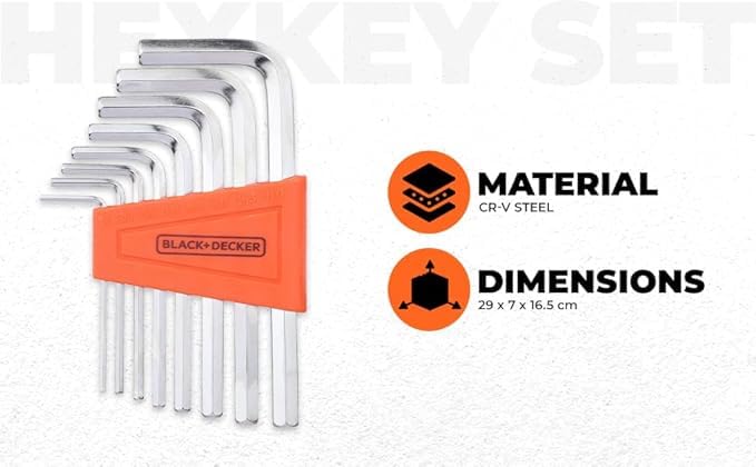 Black+Decker 8pc Hex Key Set - Tools Warehouse