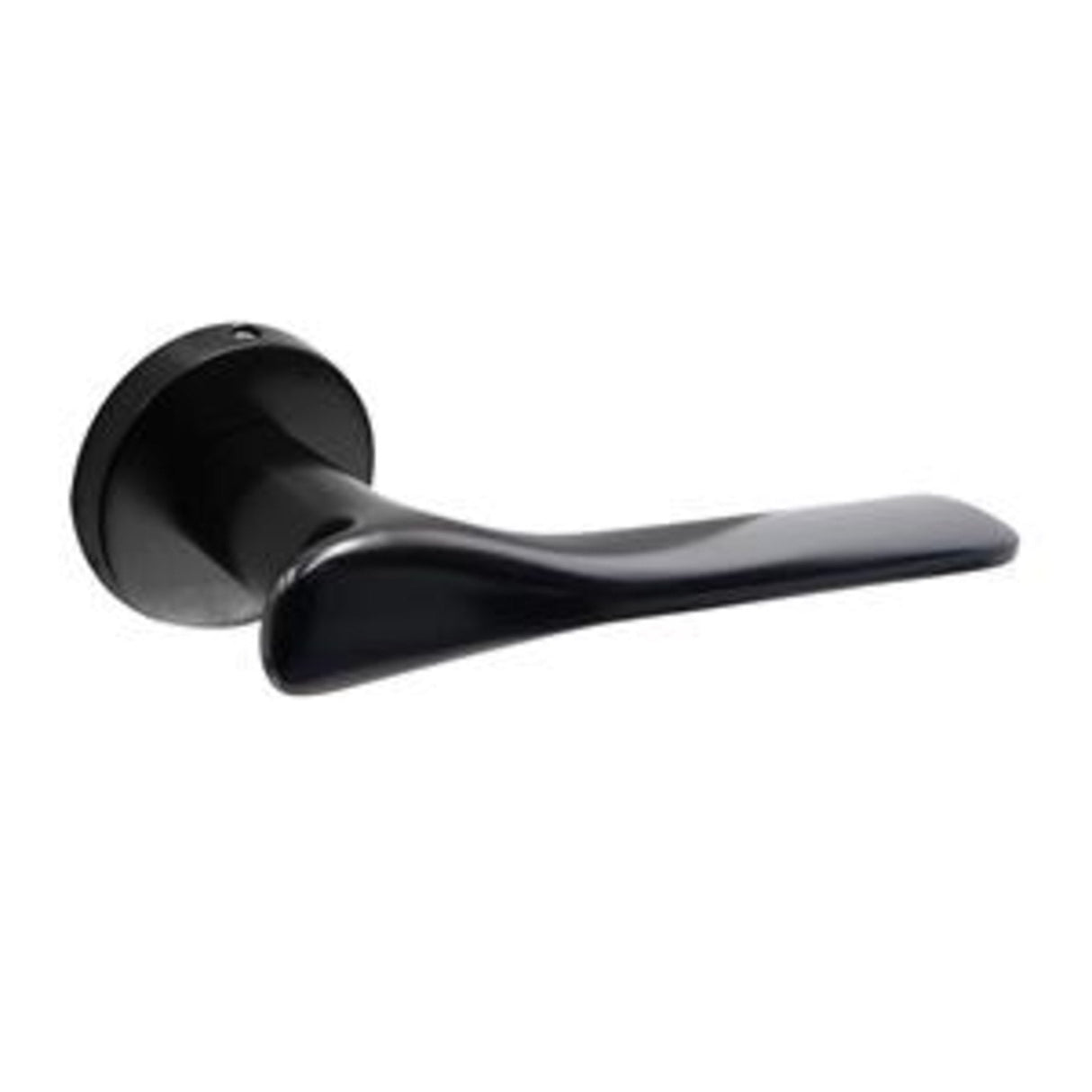 Black door handle on a white background