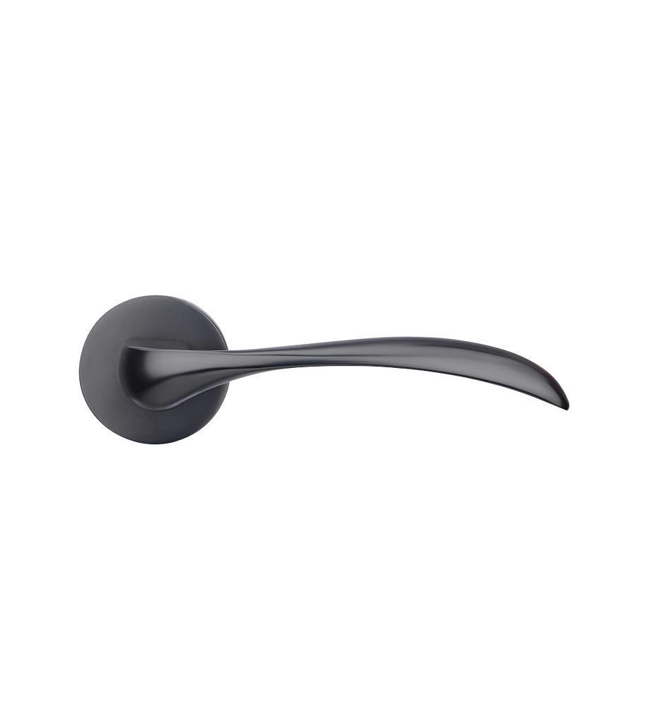 Black door handle on a white background