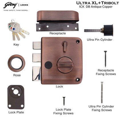 Tribolt Ultra XL+ Rim Lock | Godrej