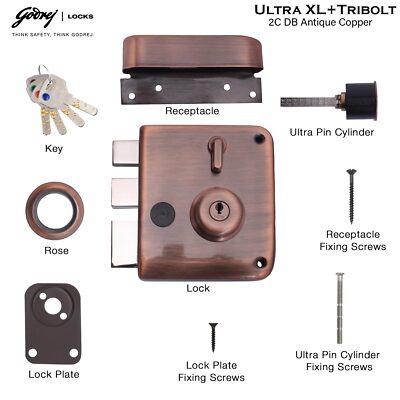 Tribolt Ultra XL+ Rim Lock | Godrej