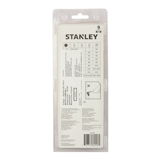 Stanley Hex Key Set Black Finish - Tools Warehouse