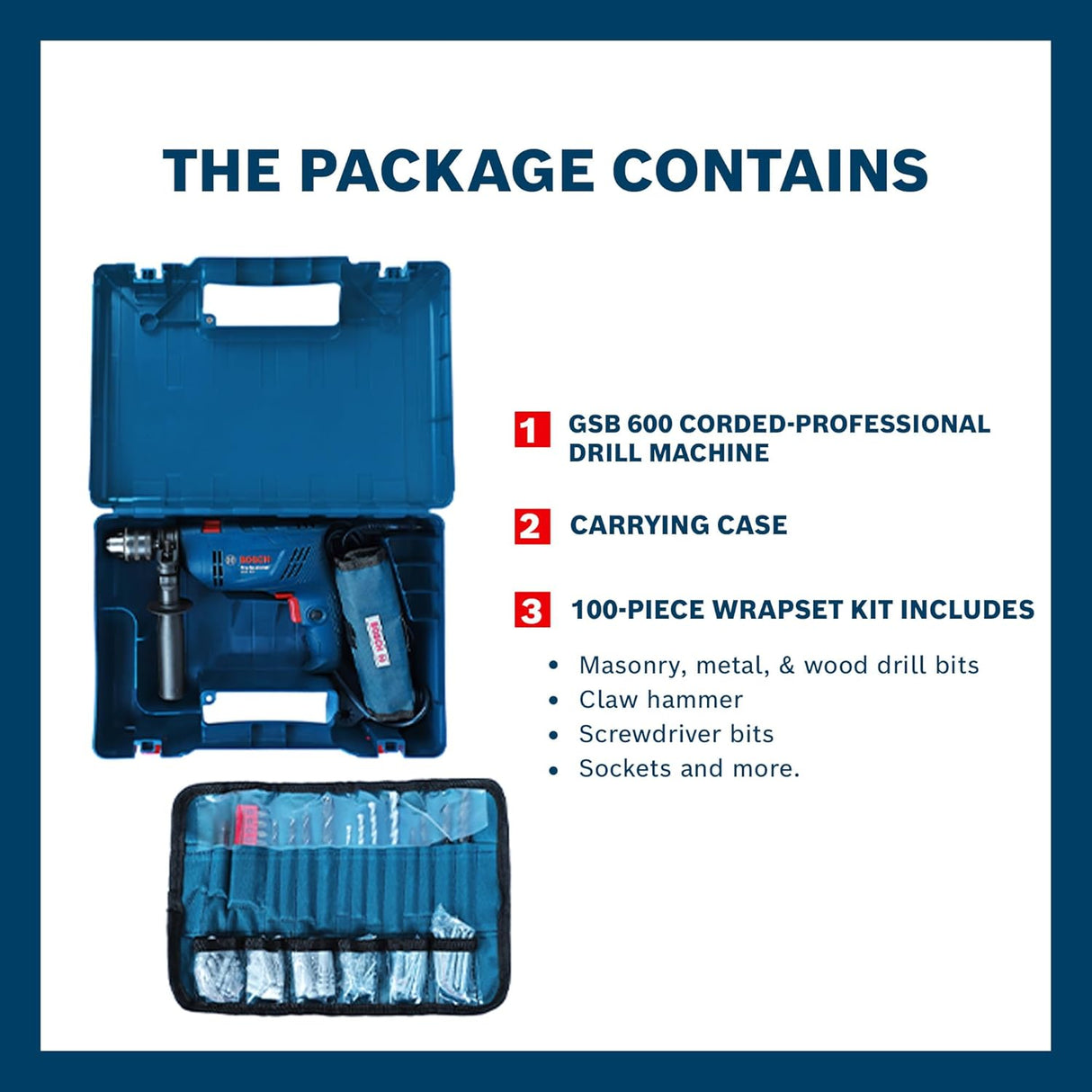 Bosch GSB 600 Impact Drill Wrap Set Kit - Tools Warehouse