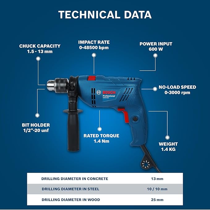 BOSCH GSB 600 Corded Electric Impact Drill - Tools Warehouse