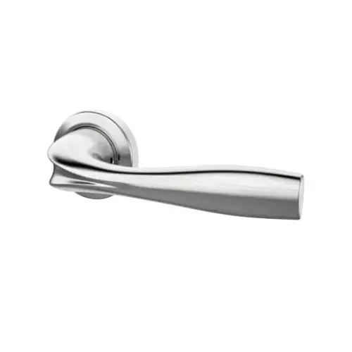 Chrome door handle on a white background