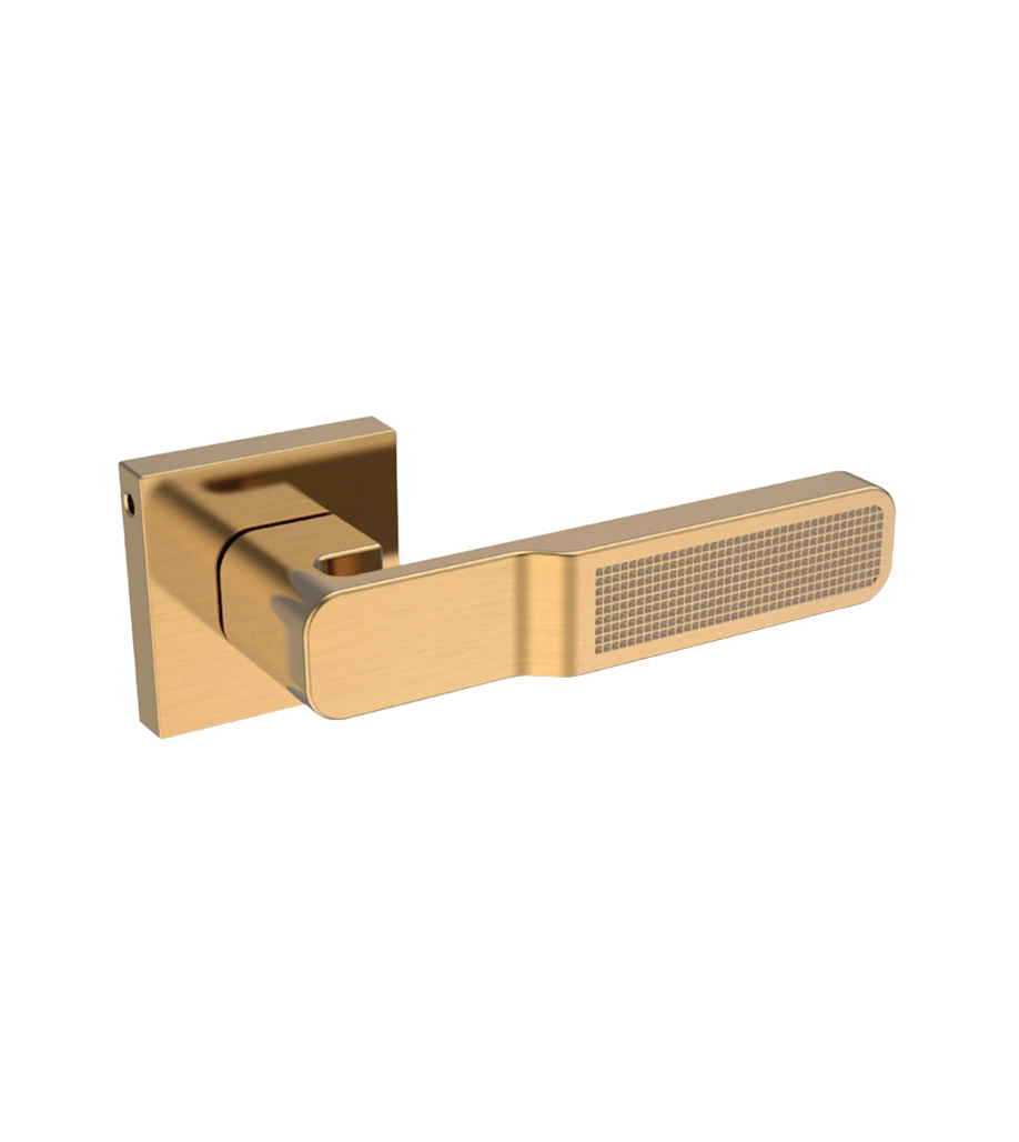 Gold door handle on a white background