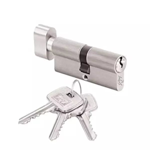 80 mm Pin Cylinder 1CK - Satin Steel | High Security Lock Cylinder