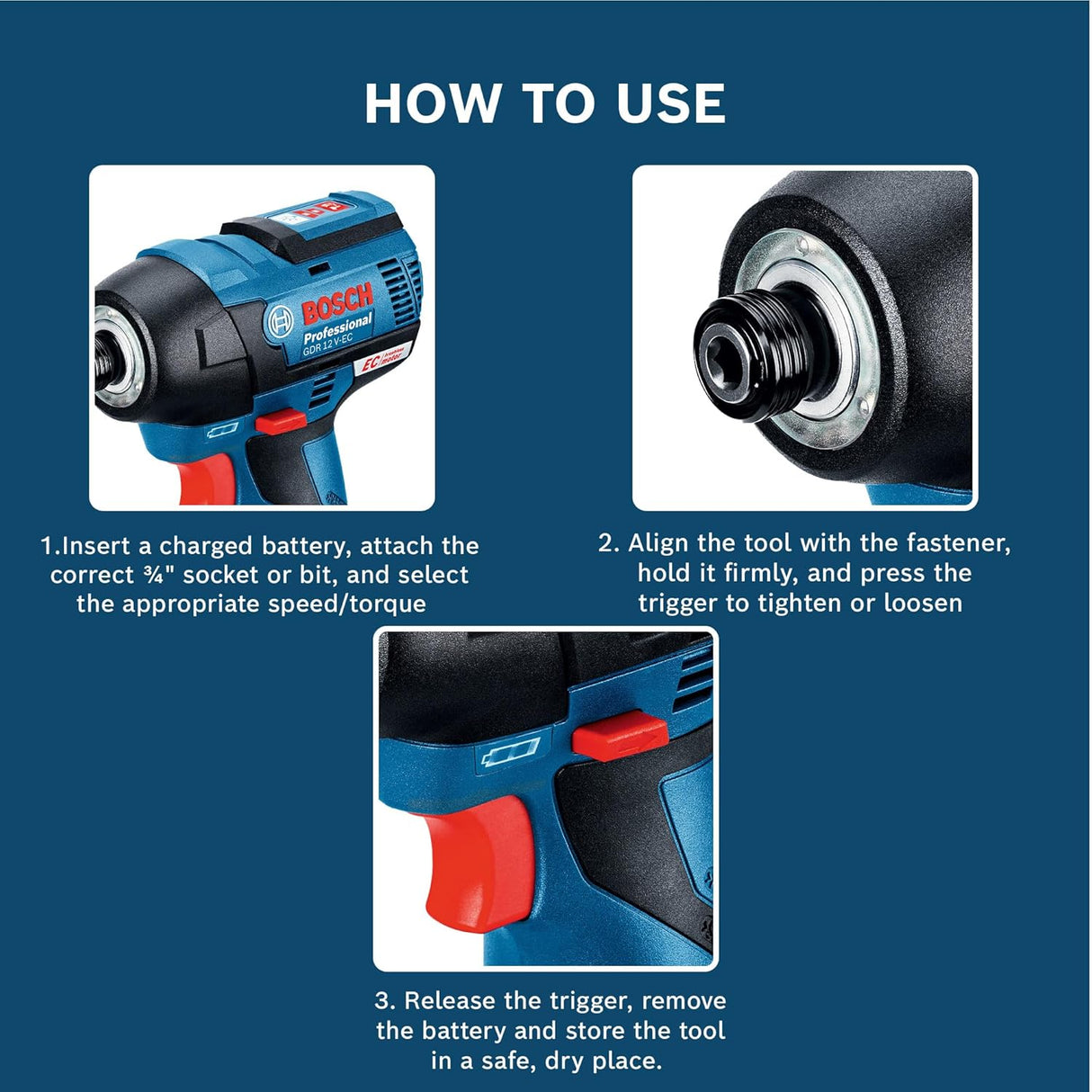 Bosch GDR 12V‑EC Professional Impact Wrench - Tools Warehouse