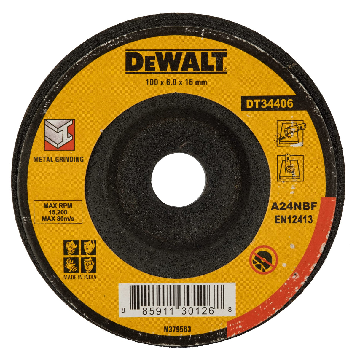 DeWalt DT34406B25 100x6mm Metal Grinding Wheel 25Pc