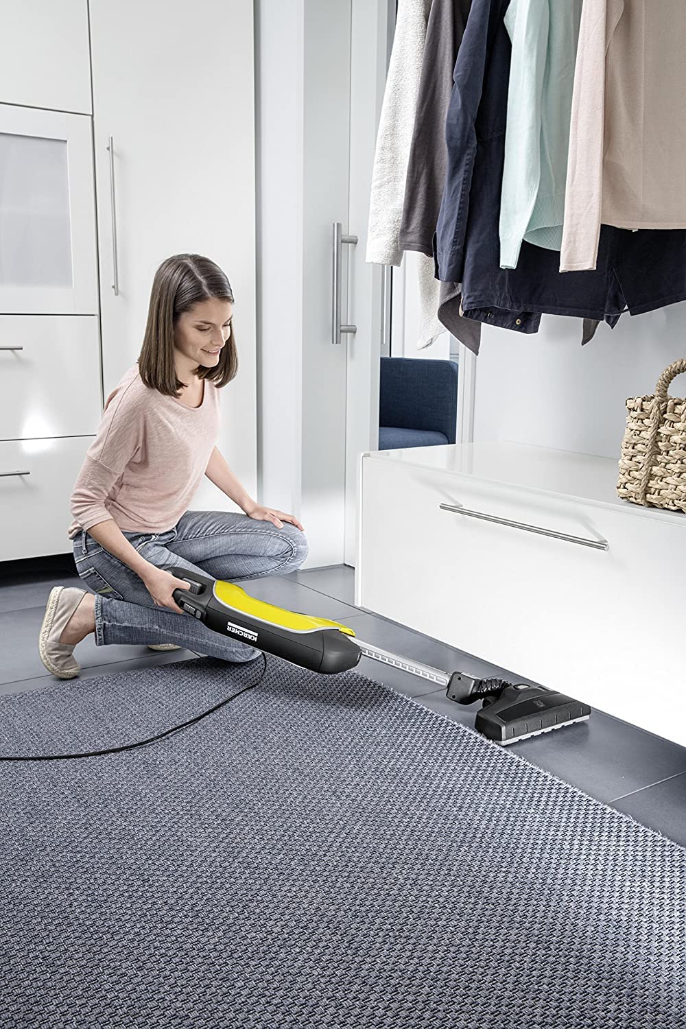 Karcher VC 5 Premium 500-Watt Handheld Bagless Vacuum Cleaner, for Floors, Carpets, Upholstery, Furniture (Yellow/Black)