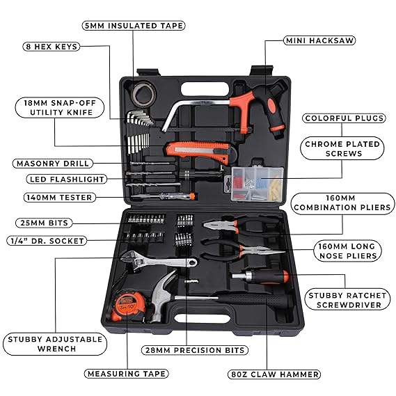 Black+Decker 108pc Hand Tool Kit - Tools Warehouse