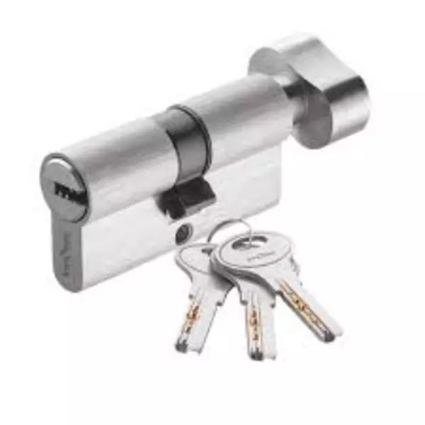 90 mm Pin Cylinder 1CK - Satin Steel | High Security Lock Cylinder