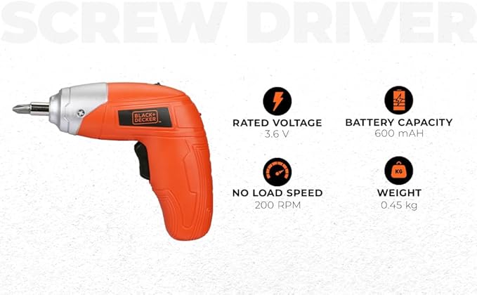 BLACK+DECKER 3.6V Cordless Screwdriver KC3610