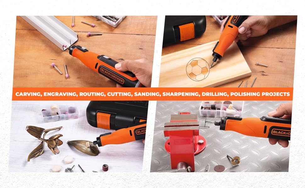 Black and Decker BCRT8K35 8V Cordless Rotary Tool Set