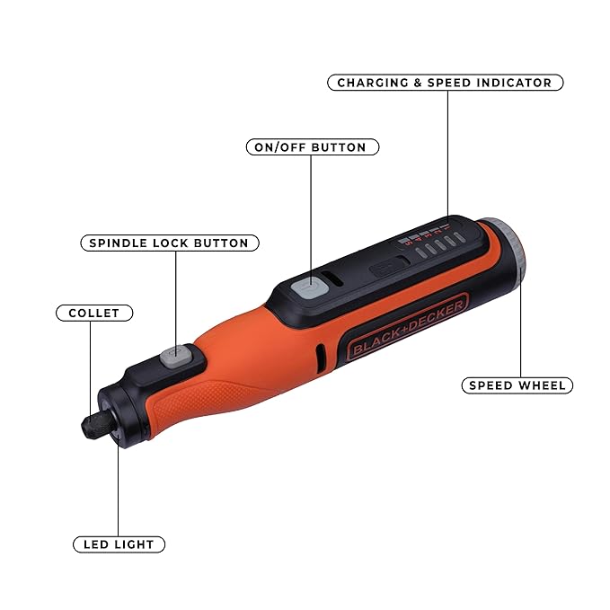 Black and Decker BCRT8K35 8V Cordless Rotary Tool Set