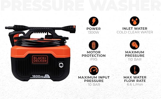 BLACK+DECKER BEPW1600H-IN 1600PSI Pressure Washer