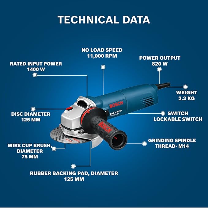 Bosch GWS 14-125 CI 1400W Heavy Duty Angle Grinder - Tools Warehouse