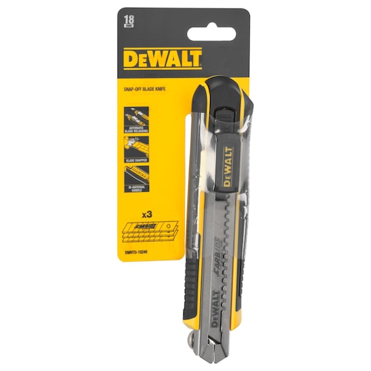 DeWalt 18mm Auto‑Lock Snap‑Off Knife 3 Blades