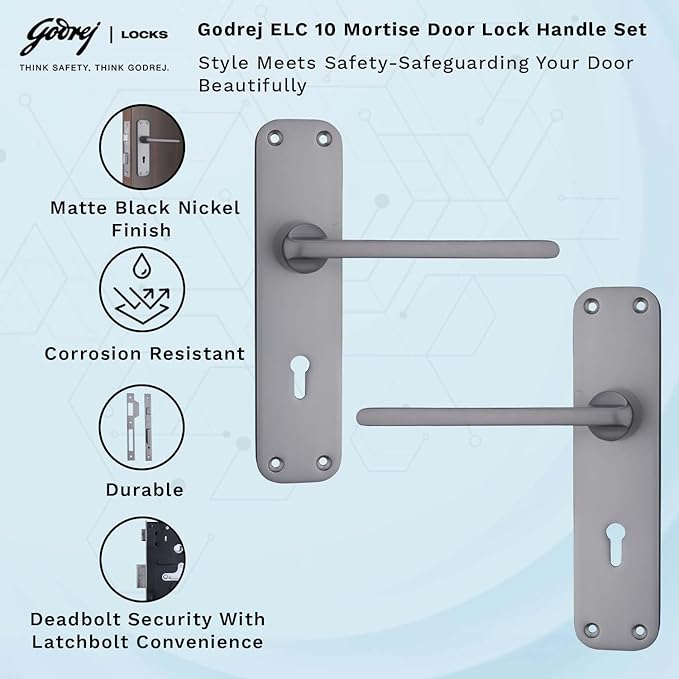 ELC 10 6 Lever Mortise Lock Matte Black Model 5015