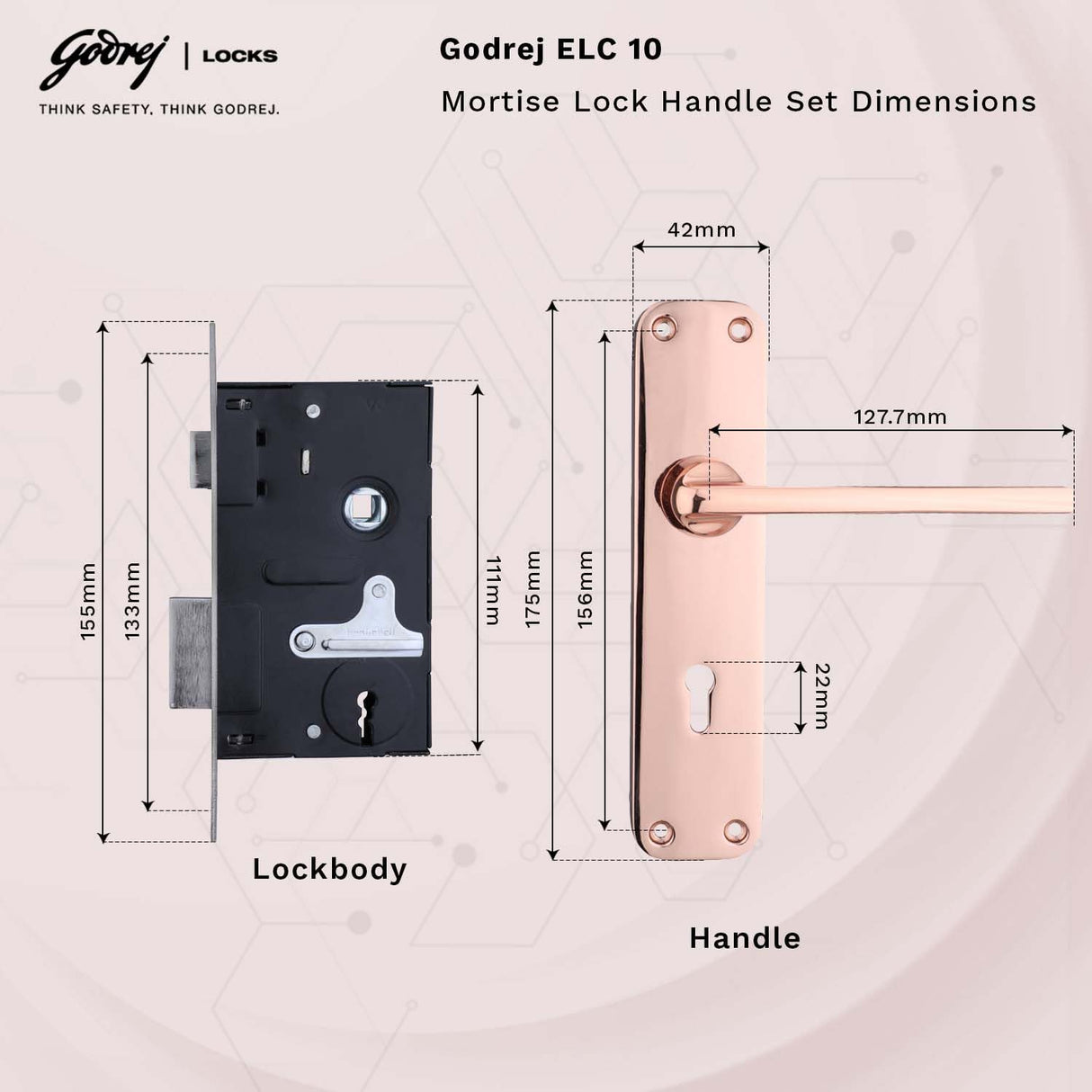 Godrej ELC 10 6 Lever Mortise Lock