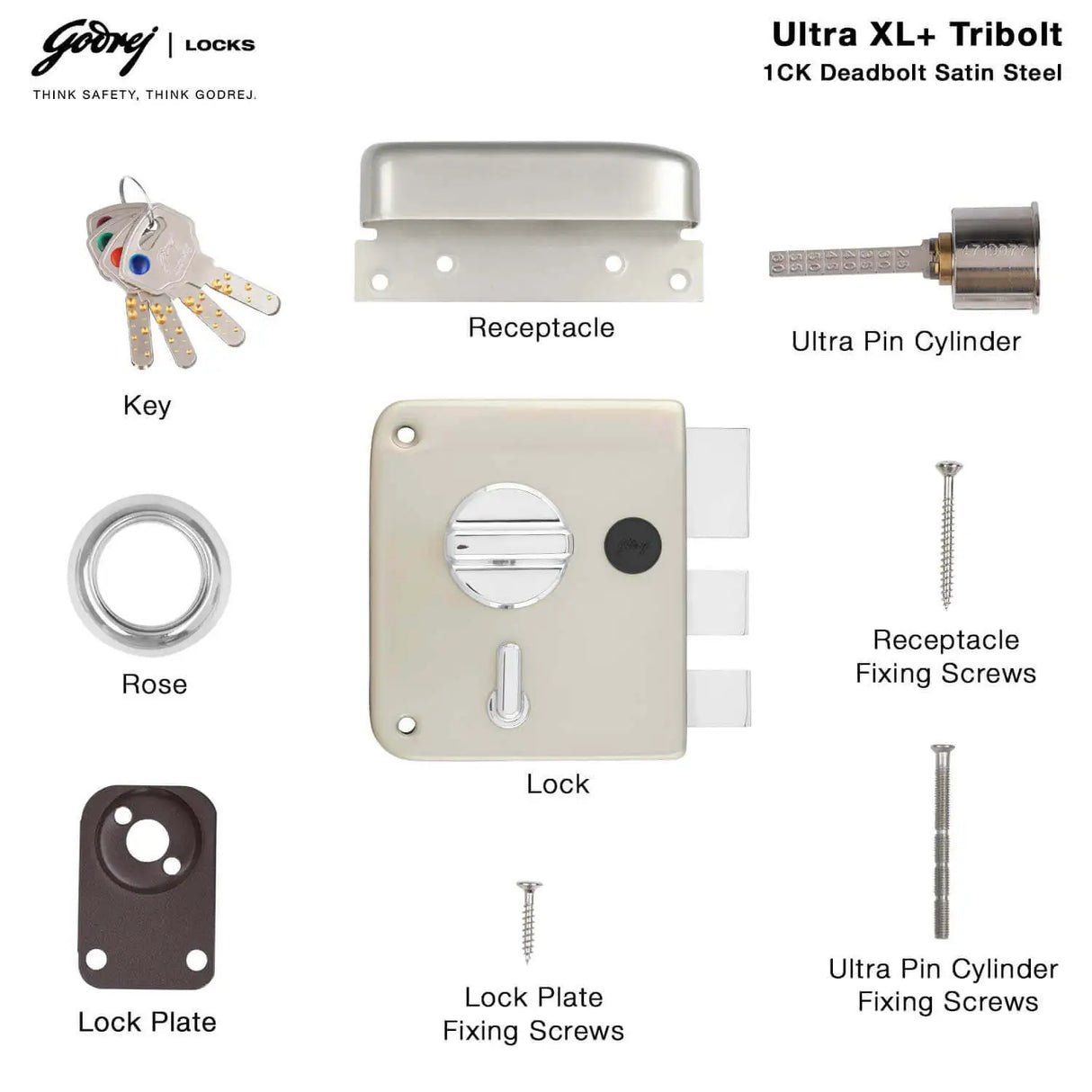 Tribolt Ultra XL+ Rim Lock | Godrej