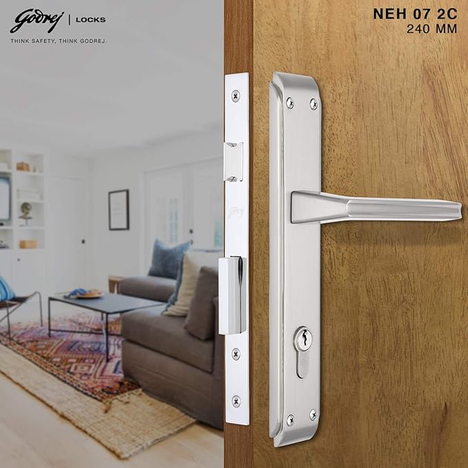 Godrej NEH07 240mm Door Handle Set 2C - Satin Steel
