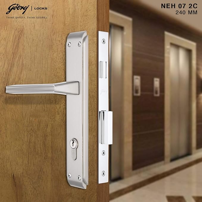 Godrej NEH07 240mm Door Handle Set 2C - Satin Steel
