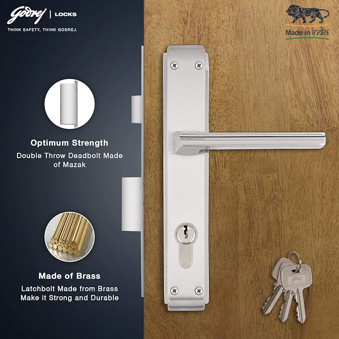 Godrej NEH07 240mm Door Handle Set 2C - Satin Steel