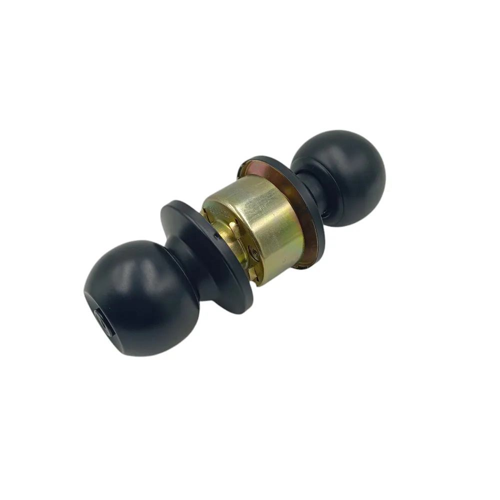 Black door lock mechanism on a white background