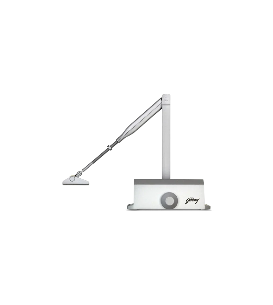 Godrej Surface Mounted C102 Door Closer Single Speed - 60Kg Capacity, Silver Finish