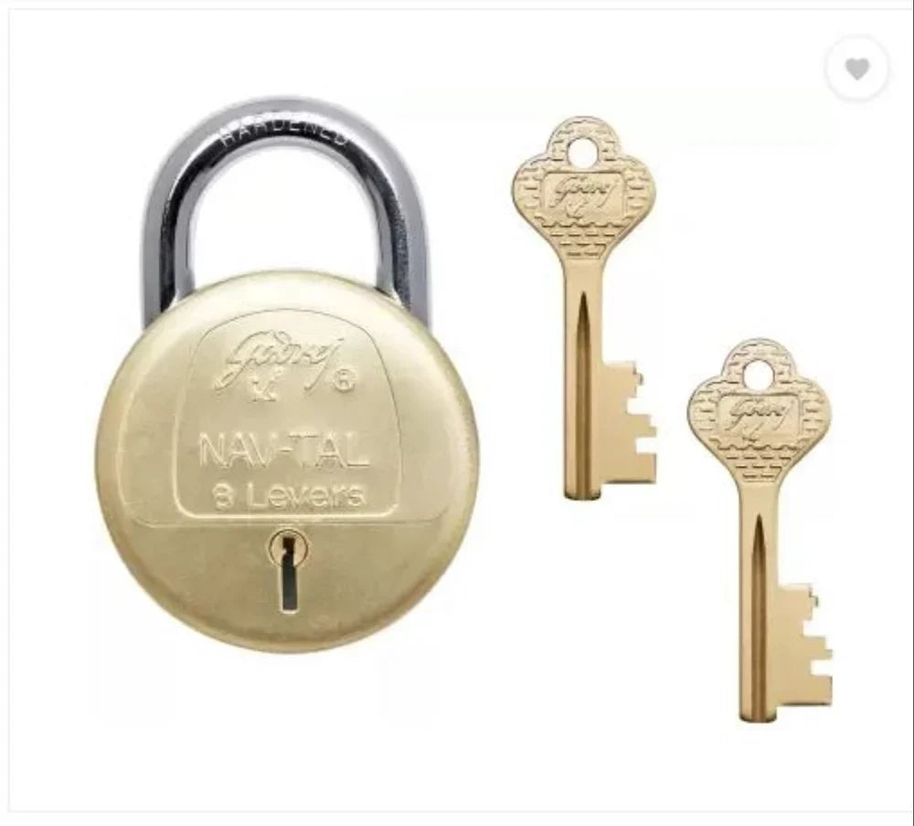 Godrej Navtal 8 Lever Hardened Padlock – Brass
