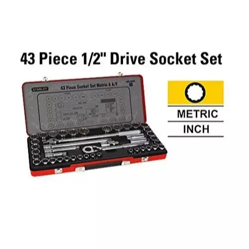 Stanley 43-Pc 1/2" Pear Head Ratchet Set (Metric/Imp)