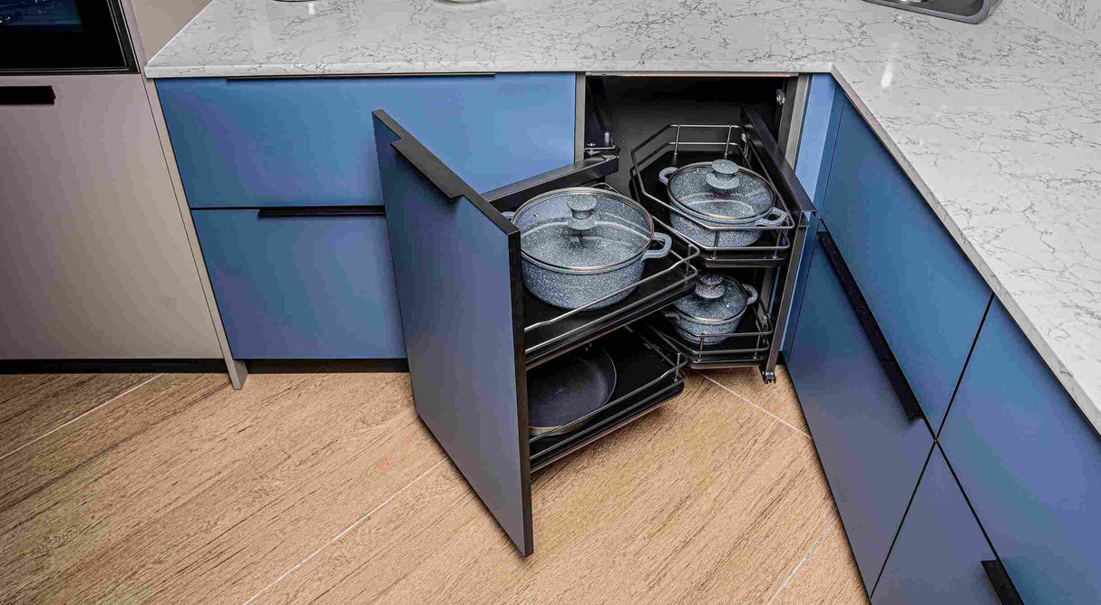 Hafele Corner Unit 450mm Solid Base Anthracite Basket