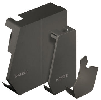 Two black Hafele wall-mounted cabinets on a white background