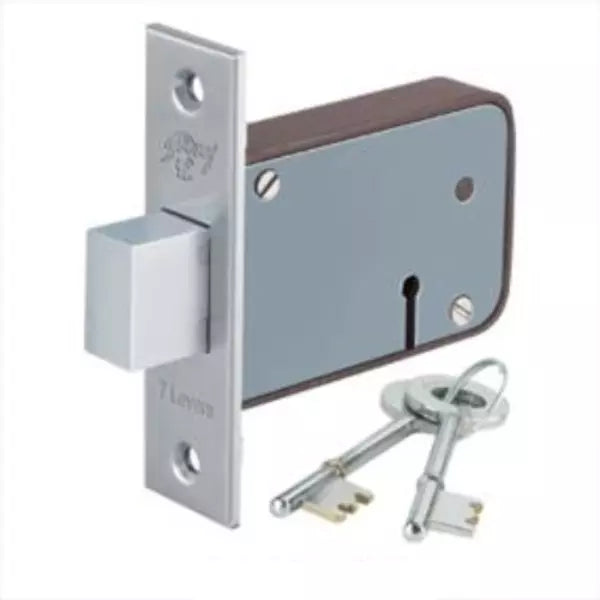 Lever Mortise 7 Lever 2-Way Deadlock Satin Steel