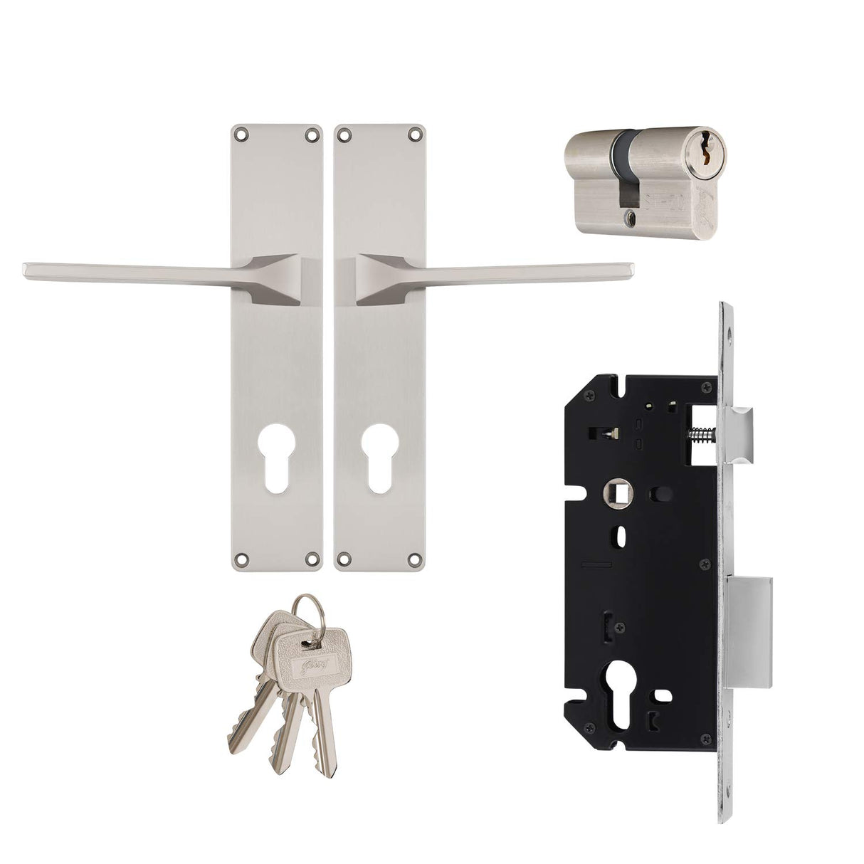 Godrej NEH16 200mm Door Handle Set 2C Satin