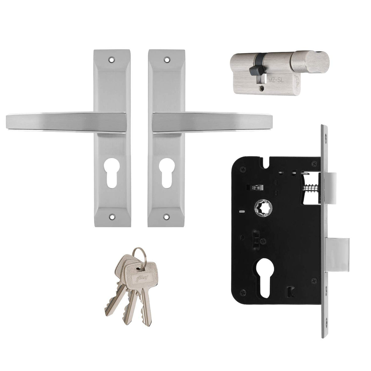 Godrej NEH19 200mm Door Handle Set 1CK - Satin Steel