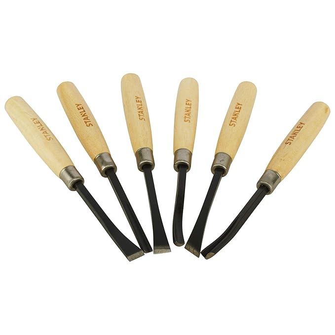 Stanley 6pc 1/4" Wood Carving Chisel Set