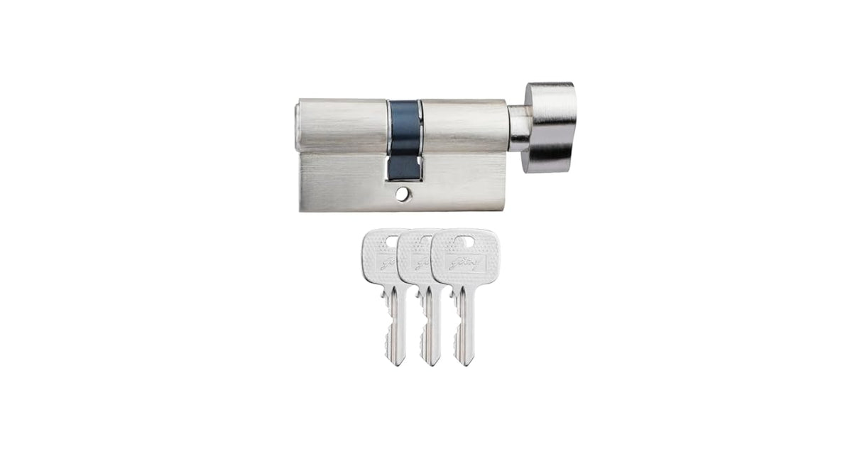 Lock cylinder with three keys on a white background