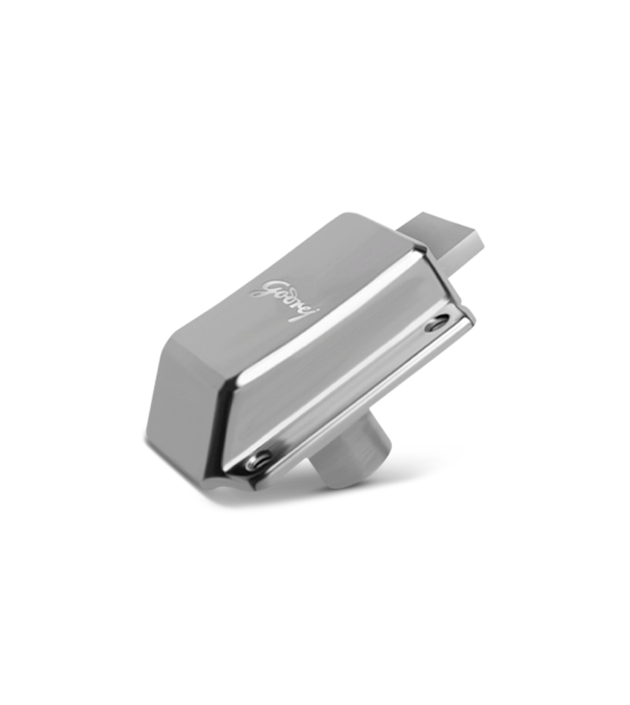 Metallic door handle on a white background