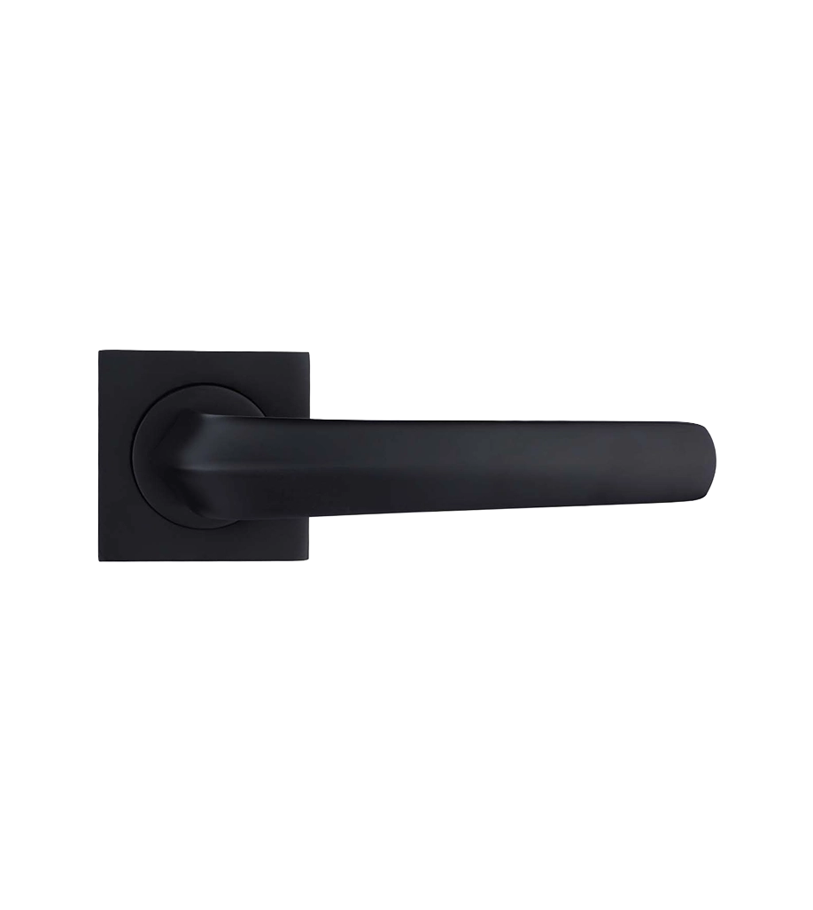 Black door handle on a white background