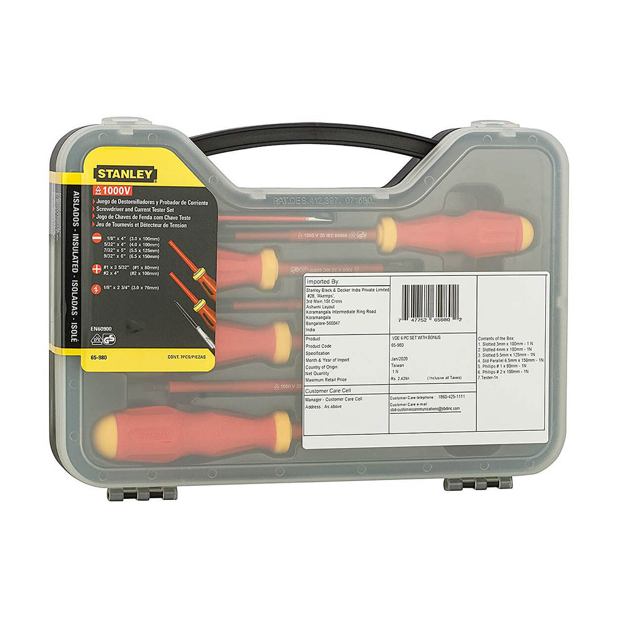 Stanley 7Pc VDE Screwdriver Set + Tester