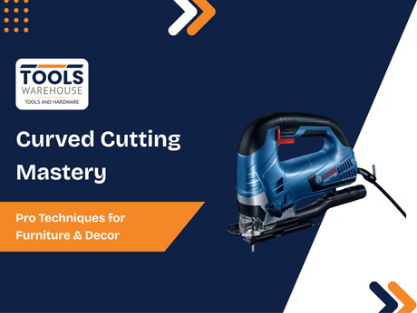 Jigsaw tool with curved cutting blade – Tools Warehouse guide for precision woodworking, furniture, and décor projects.