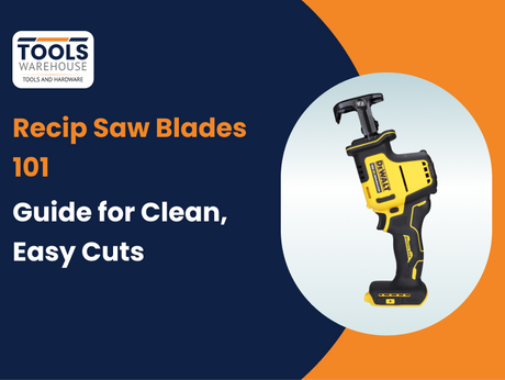 Recip saw blades guide with yellow DeWalt reciprocating saw