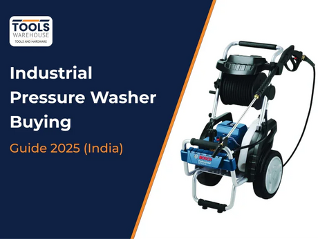 Tools Warehouse Industrial Pressure Washer Buying Guide 2025 (India) banner featuring a Bosch professional pressure washer on display.