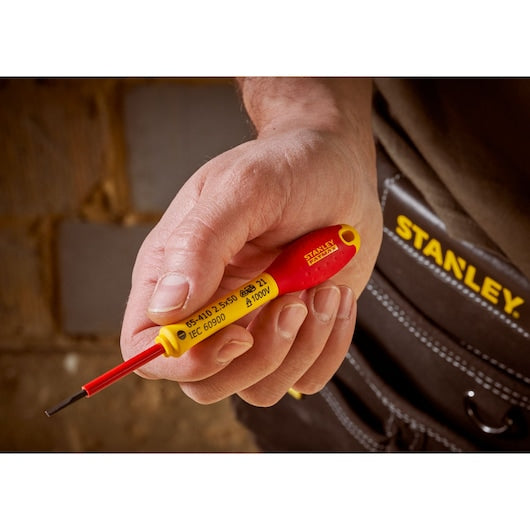 Stanley 50 mm (Blade Length) x 2.5 mm (Blade Dia) Insulated Flat Screwdriver