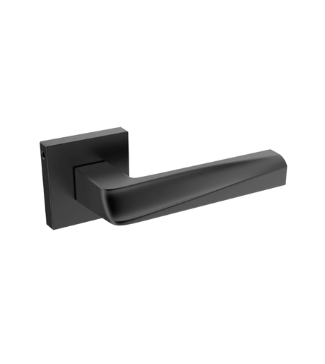 Black door handle on a white background