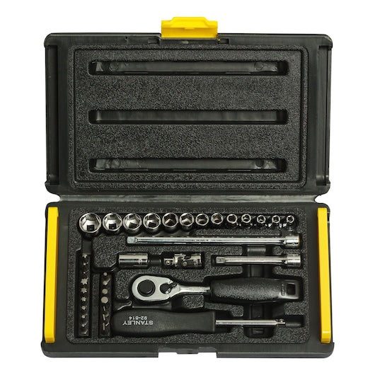 Stanley 35 Pcs 1/4 Inch Sq. Drive 6 PT Socket and Bit Mechanic Tool Kit