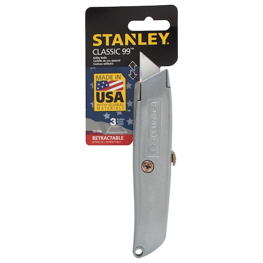 Stanley 18.5 mm Retractable Utility Knife with 3 Heavy-Duty Blades (Classic 99)