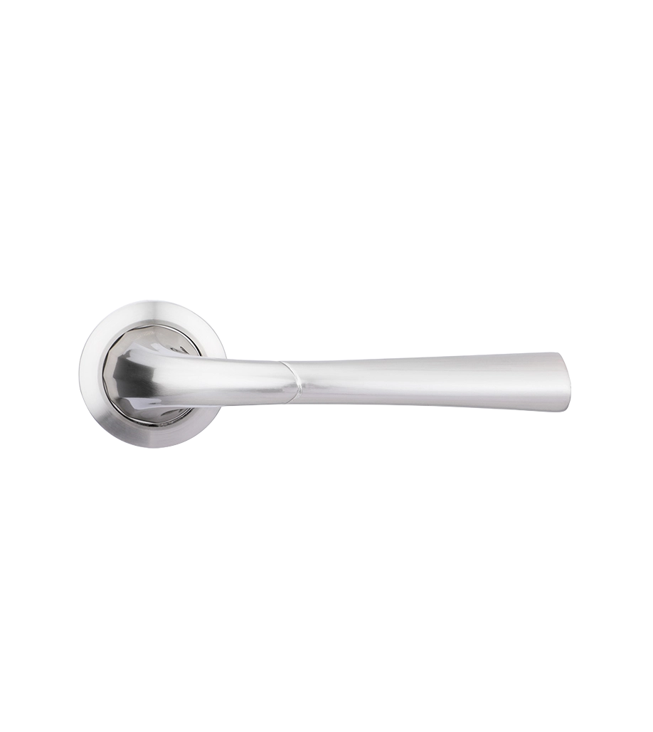 Chrome door handle on a white background